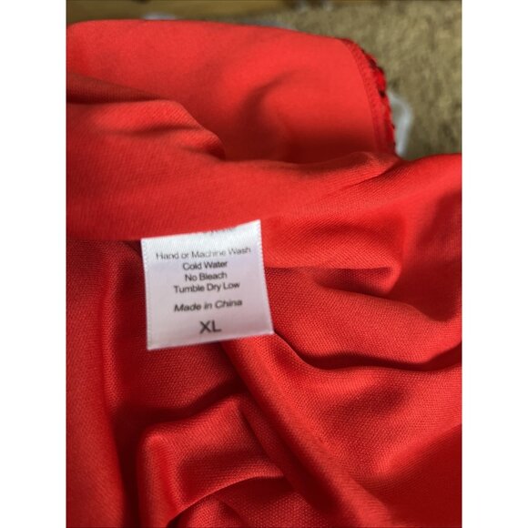 Lucy in the Sky Red Velvet Sequin Skinny Strap Mini Dress XL Holiday NYE Bodycon - Picture 4 of 4